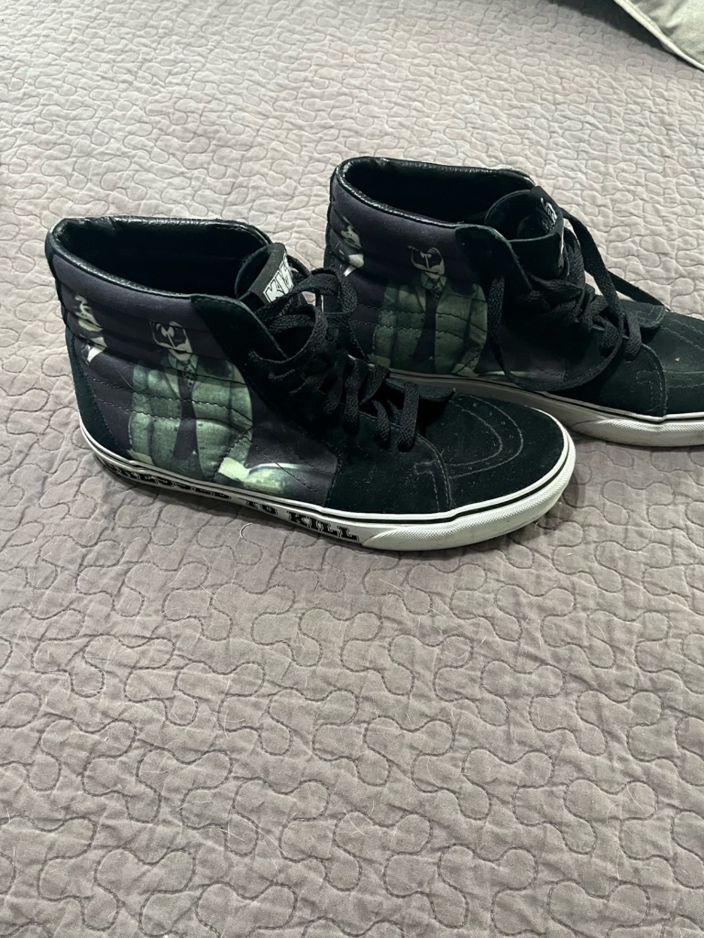 Kiss Black High-Top Sneakers with Green Graphic Panels